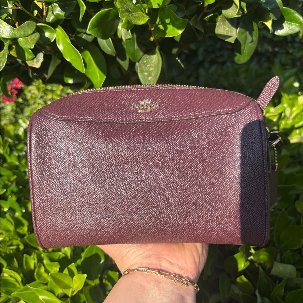 Coach Small Plum Leather Crossbody/Makeup Case